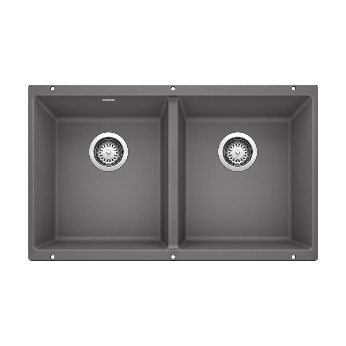 Precis 29-in 50/50 Double Bowl Undermount Kitchen Sink, Cinder