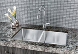 Quatrus R15 32-in 50/50 Double Bowl Undermount Stainless Steel Kitchen Sink
