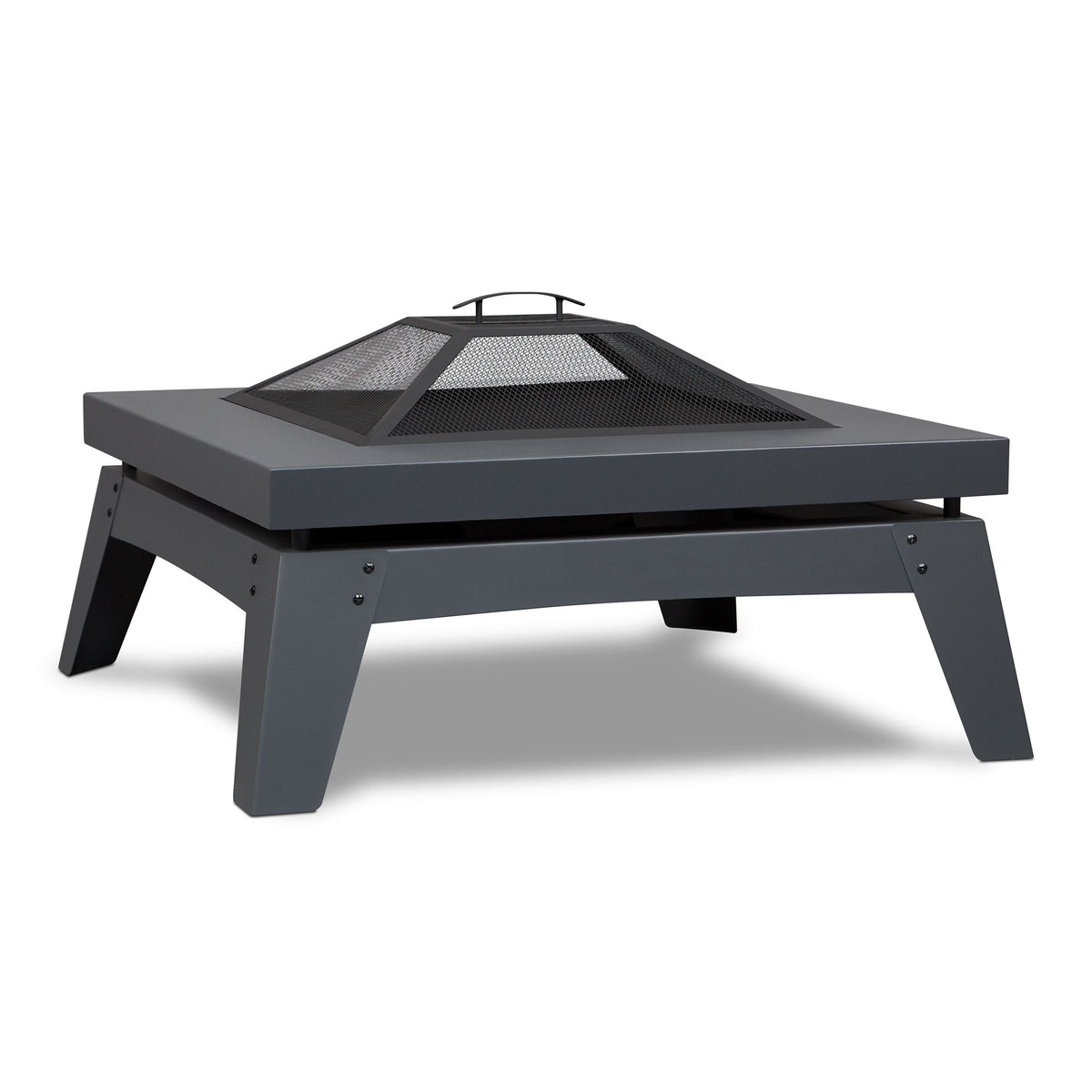 Breton Square Steel Wood Burning Fire Pit in Gray, 37-in