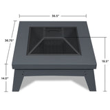 Breton Square Steel Wood Burning Fire Pit in Gray, 37-in