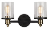 CANVAS Calliet 2-Light Vanity Light, Matte Black/Brass