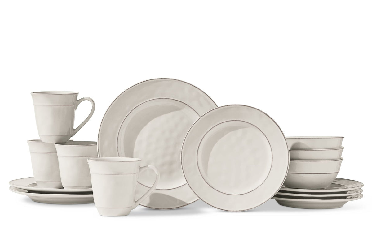 CANVAS Gablehurst Stoneware Dinnerware Set with Mugs, Serves 4, 16-pc, Cream Reactive Glaze