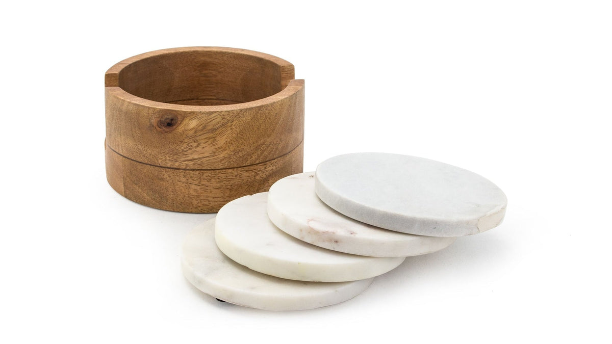 CANVAS Marble Drink Coasters, Round, Crystal, 4-pk