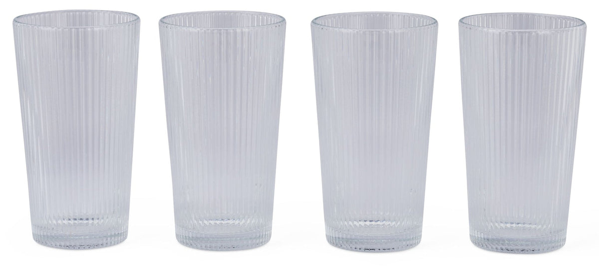 CANVAS Ribbed High Ball Glass Set, Lead-free, 4-pc