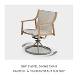 CANVAS Sauble Sling Outdoor Patio Dining Set with Swivel Chairs and Umbrella Hole, Tan, 7-pc