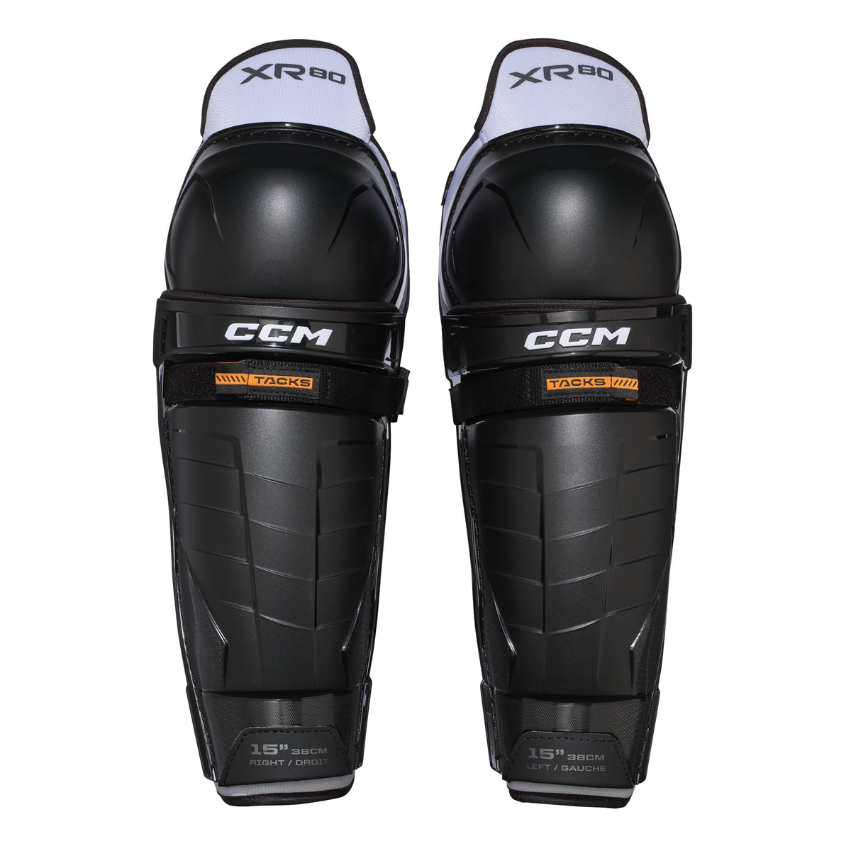Tacks XR80 Hockey Shin Guards, Senior, Black/White, Assorted Sizes