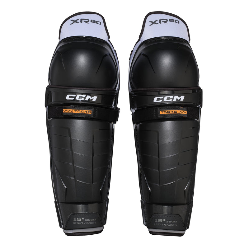 Tacks XR80 Hockey Shin Guards, Senior, Black/White, Assorted Sizes R2351