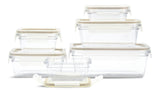Clear Clip Lid Food Storage Container Set with Copolyester Base, Nestable, 6 Count