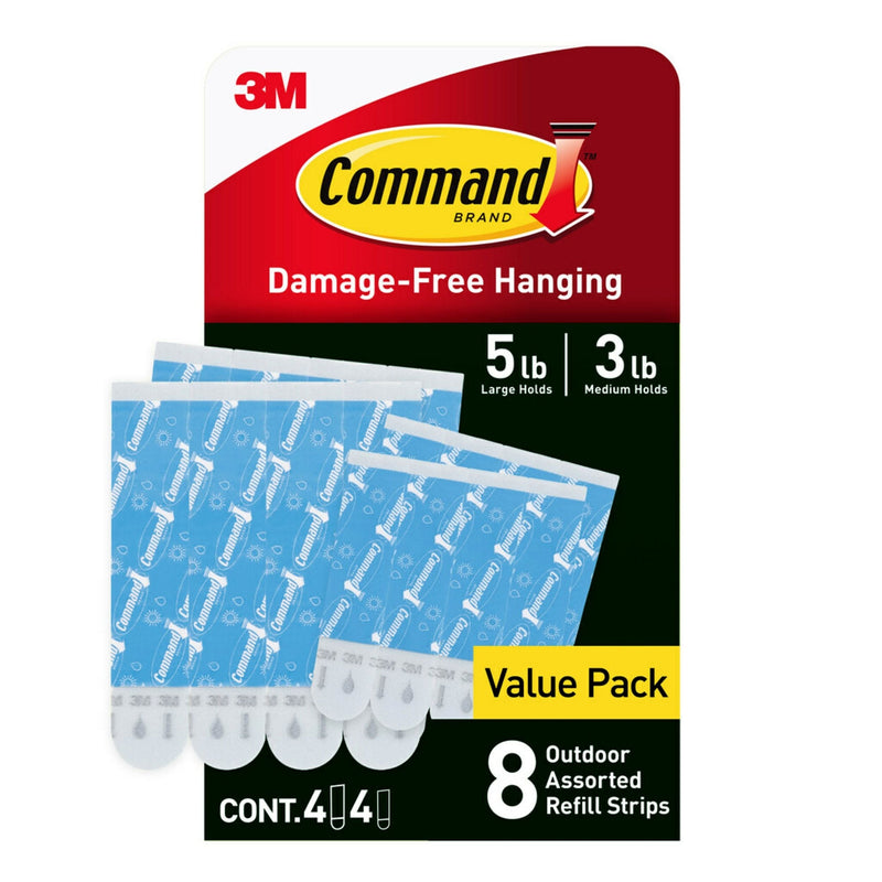 8-Piece 5-lb Medium and Large White All Weather Outdoor & Bath Damage Free Hanging Strips L1837