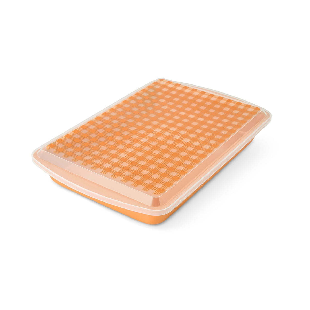 Gingham Metal Pan with Lid and Cutter