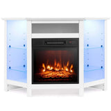Fireplace TV Stand with LED Lights, White
