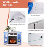 Fireplace TV Stand with LED Lights, White