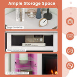 Fireplace TV Stand with LED Lights, White