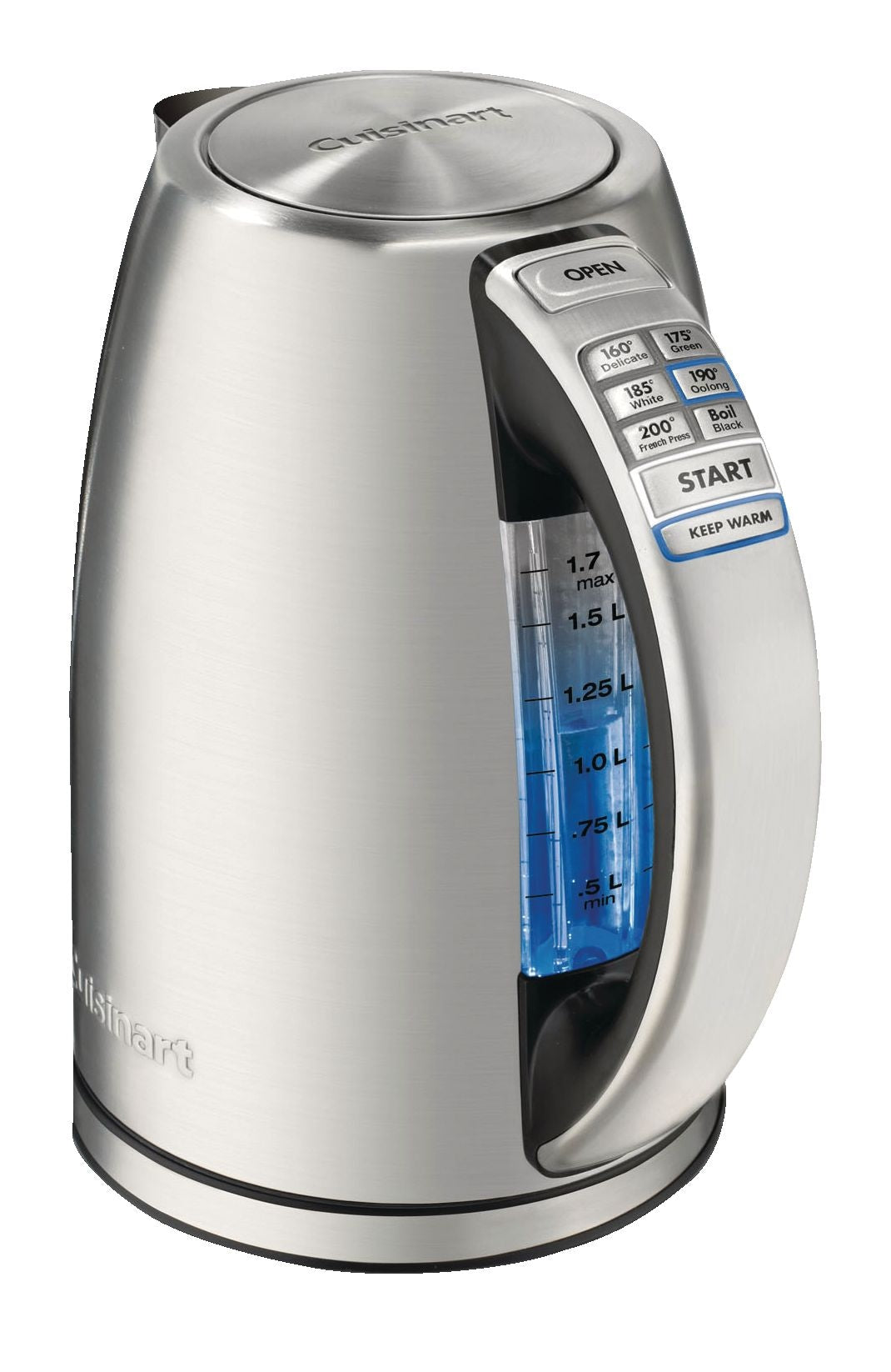 Cordless Electric Kettle with 7 Preset Temperatures, Stainless Steel, 1.7-L