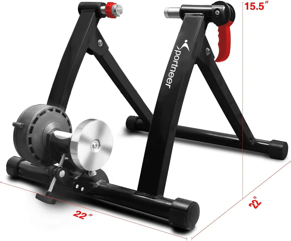 Bike Trainer Stand Indoor Riding - Sportneer Magnetic Stationary Bicycle Exercise Stand with Noise Reduction Wheel, 6 Resistance Adjustable