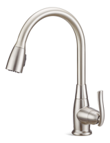 Terrazo Single Handle Pull Down Kitchen Faucet, Stainless Steel