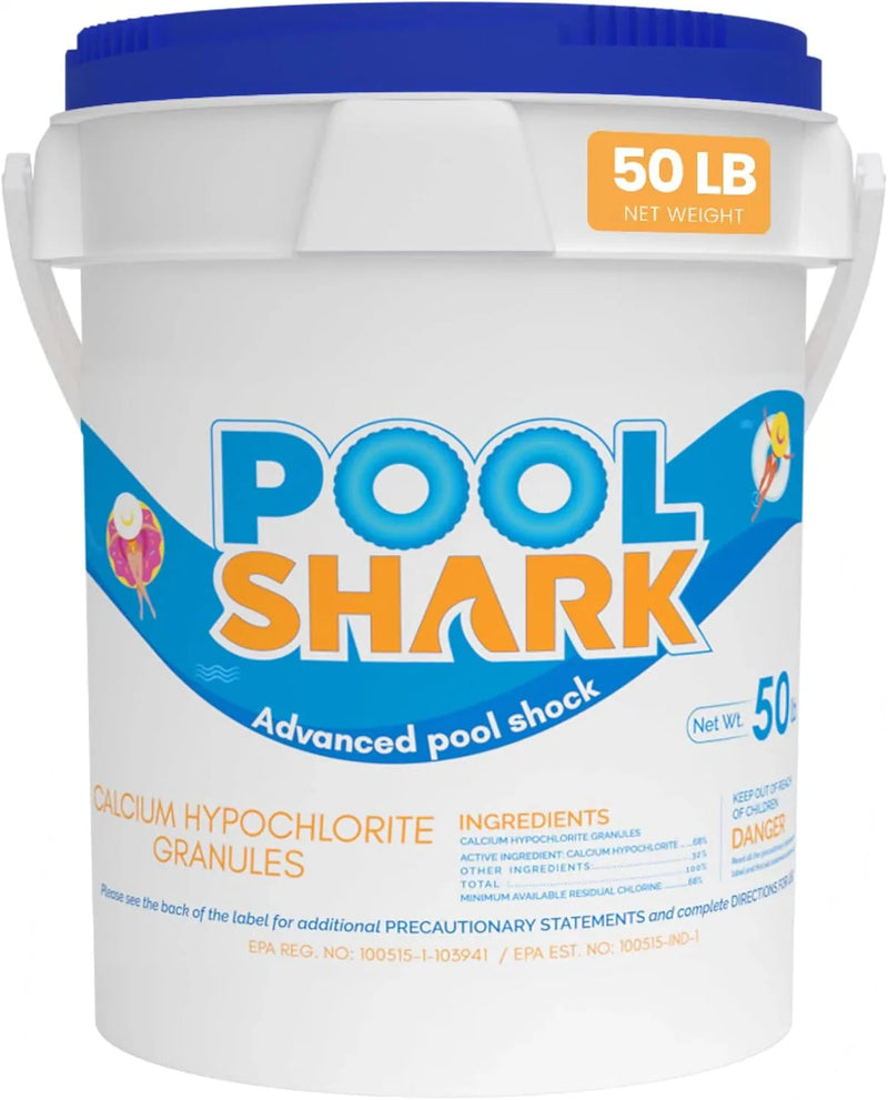68% Calcium Hypochlorite Pool Shock for Swimming Pools - Chlorine Granules Swimming Pool Shock 50 lbs Bucket - Pool Chlorine for Inground and Above Ground Pool Treatment, Saltwater (50lbs) B9270