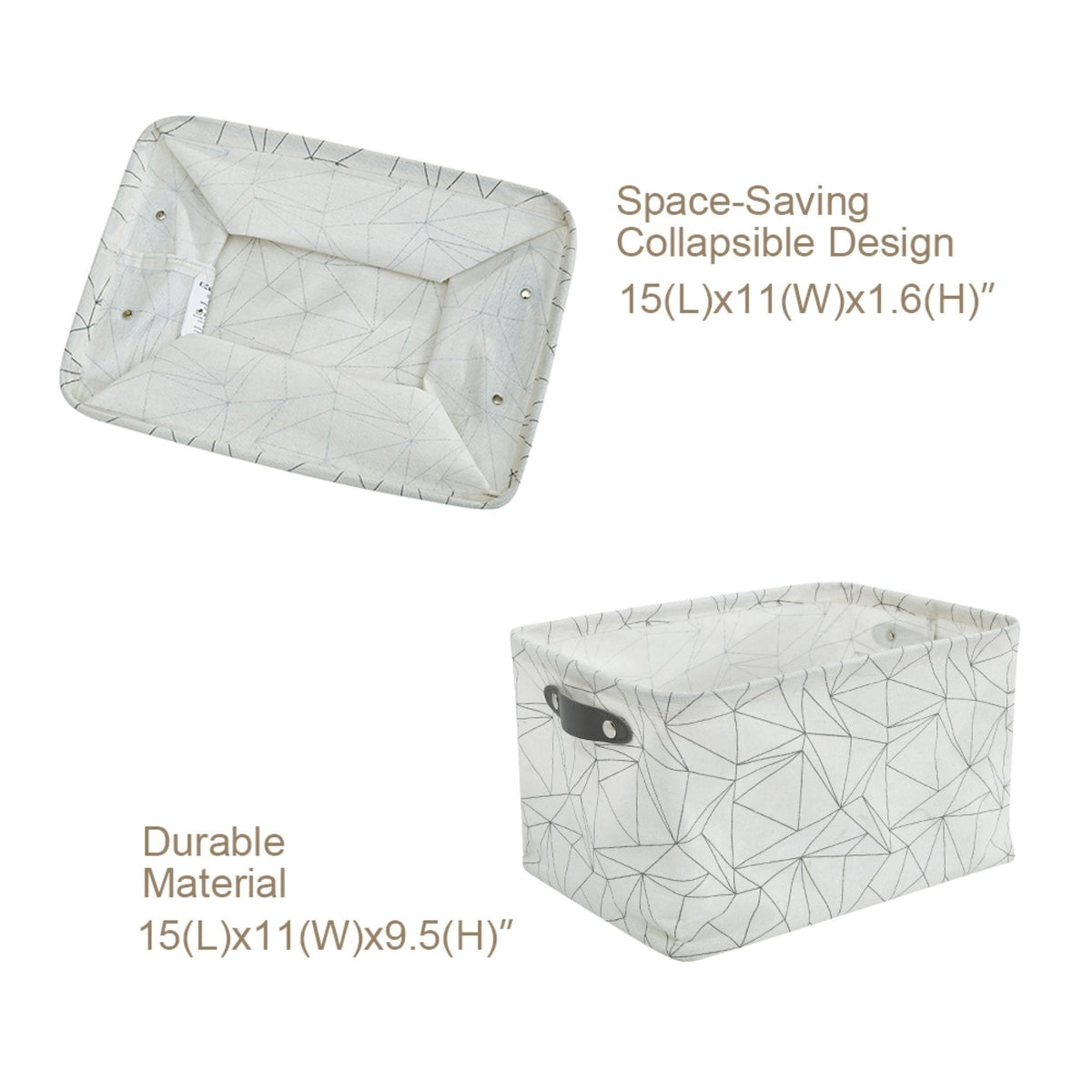 Large Water Resistant Storage Bin, 15-in x 11-in x 9.5-in, 6-pk, Black Pattern