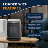 HFX42T15GI Oscillating Compact Ceramic Space Heater, 1500W, Grey