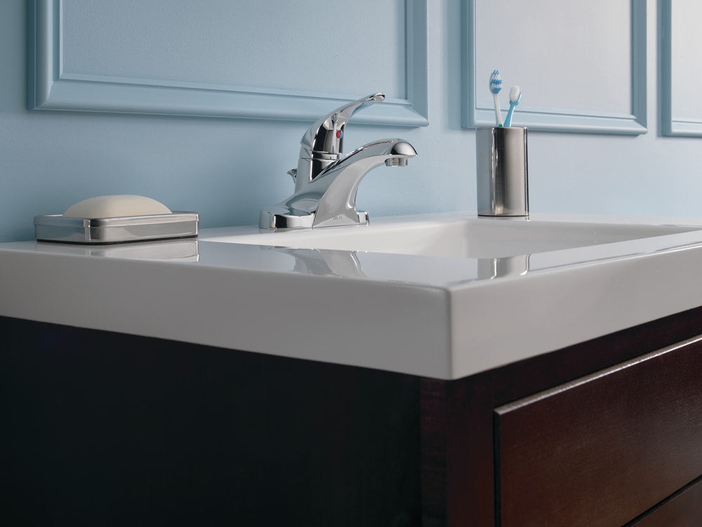 Delta Faucet Principals Single Handle Bathroom Sink Faucet, WaterSense Certified, Chrome