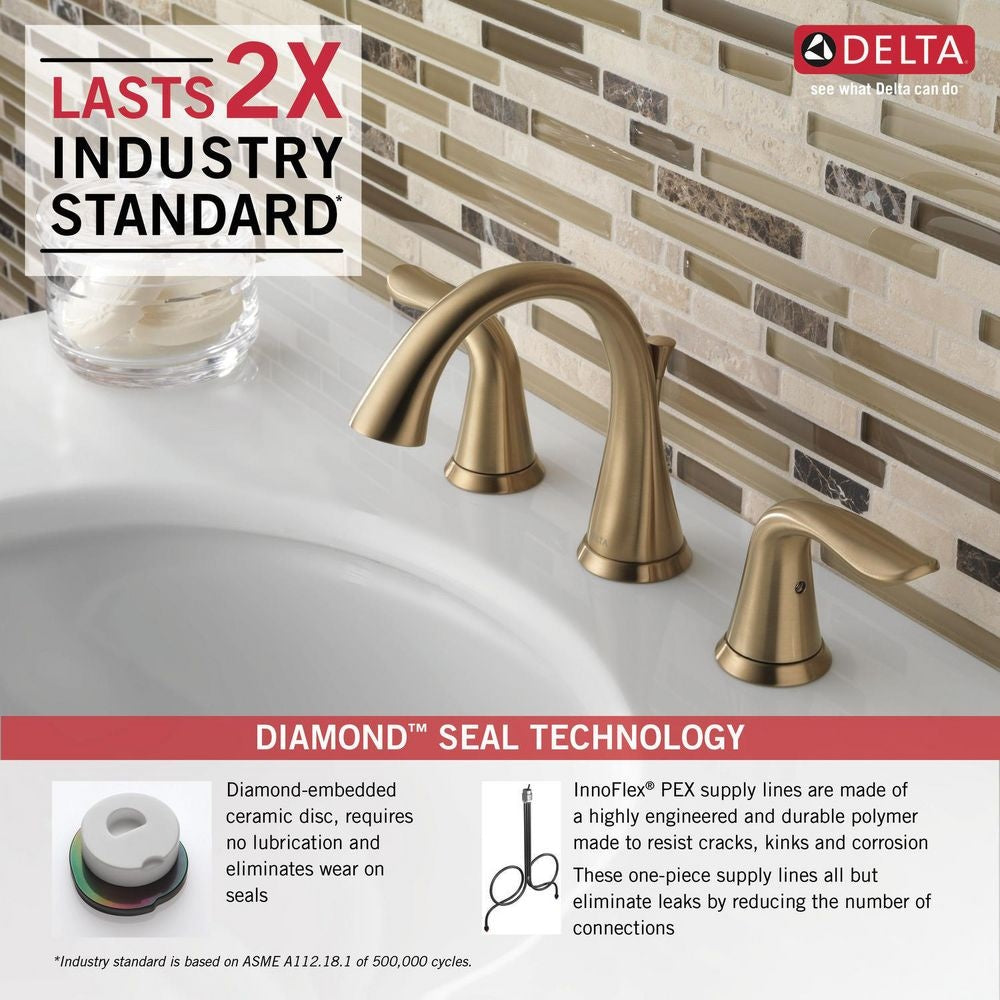 Delta Lahara 2-Handle Widespread Faucet, Champagne Bronze