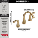 Delta Lahara 2-Handle Widespread Faucet, Champagne Bronze