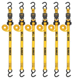 DXBC15006X 1,500-lb Ratchet Tie-Down, with Storage Bag, 1-in x 10-ft, 6-pk, Yellow