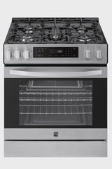 22-76853 5.6 cu. ft. Front-Control 5 Burner True Convection Gas Range with Oven, Large Window, Three Oven Racks, Dishwasher Safe Cast Iron...