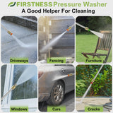 Firstness Pressure Washer 3500 PSI, Electric Power Washer w/ 26 ft Hose, 4 Quick Connect Nozzles, High Pressure Cleaning Machine with Foam Cannon,...