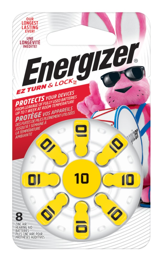 8-pk Size AZ10 1.4V / 1.4 Volt Zinc Hearing Aid Batteries, EZ Turn Lock C5472