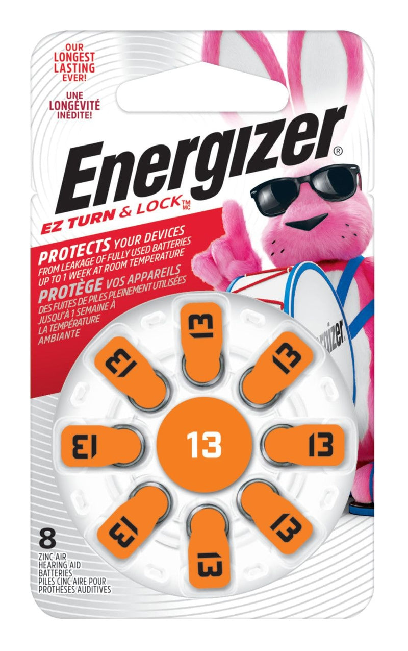 8-pk Size AZ13 1.4V / 1.4 Volt Zinc Hearing Aid Batteries, EZ Turn Lock G8676