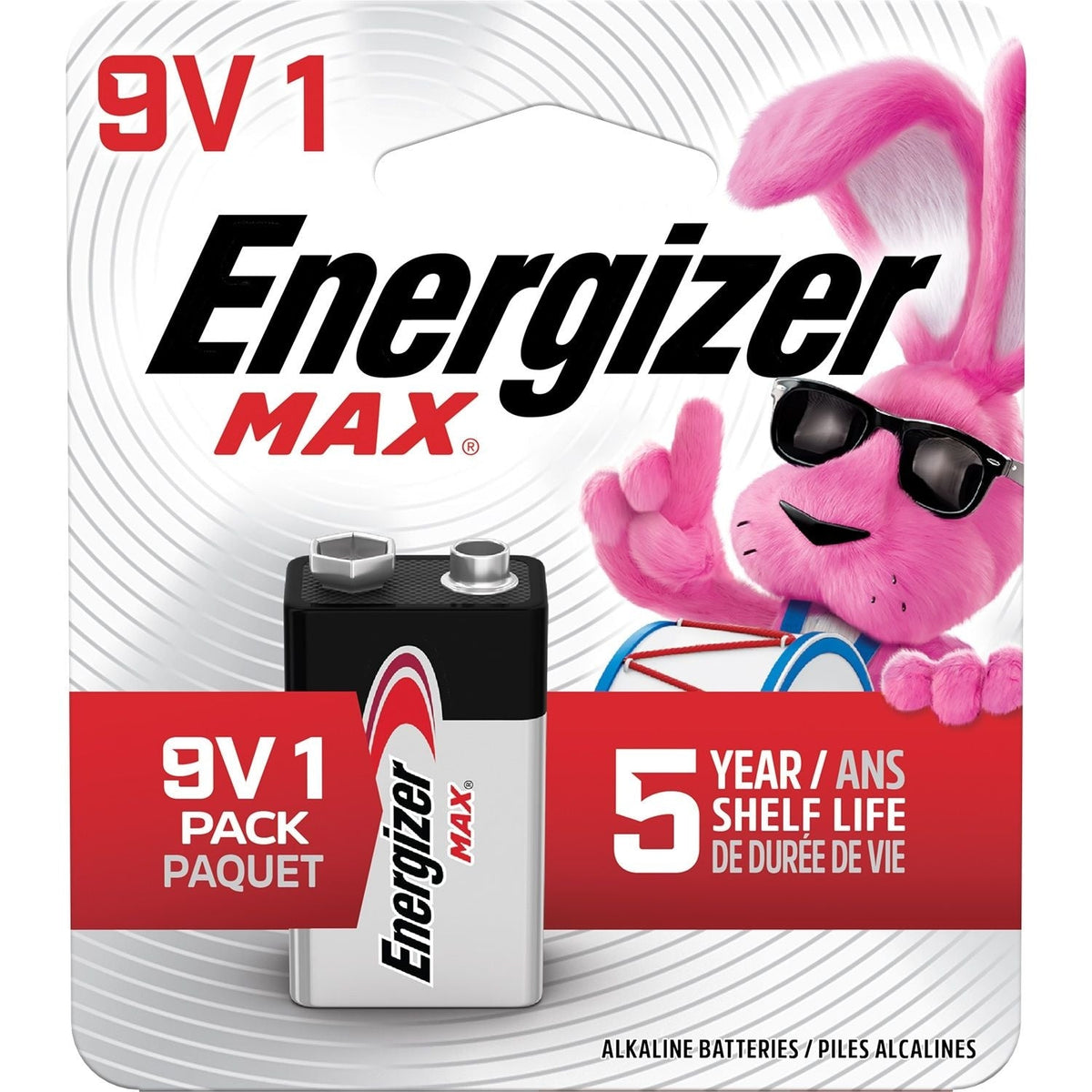 Max 1-pk 9V / 9 Volt Alkaline Battery, Long Lasting, All Purpose