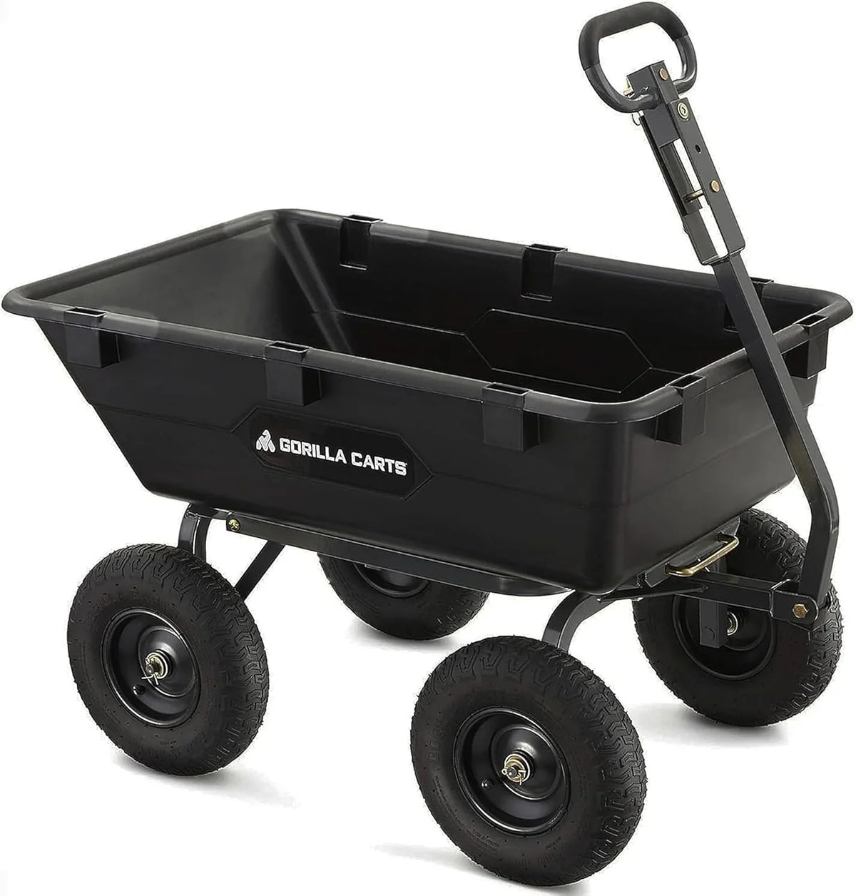 Heavy Duty Poly Utility Dump Wagon Garden Cart w/Pneumatic Tires, 6 Cu Ft - 1200 lb Capacity Outdoor Wheelbarrow for Yard, Landscaping & Gardening, Lawn Tractor or ATV Towable- Carts