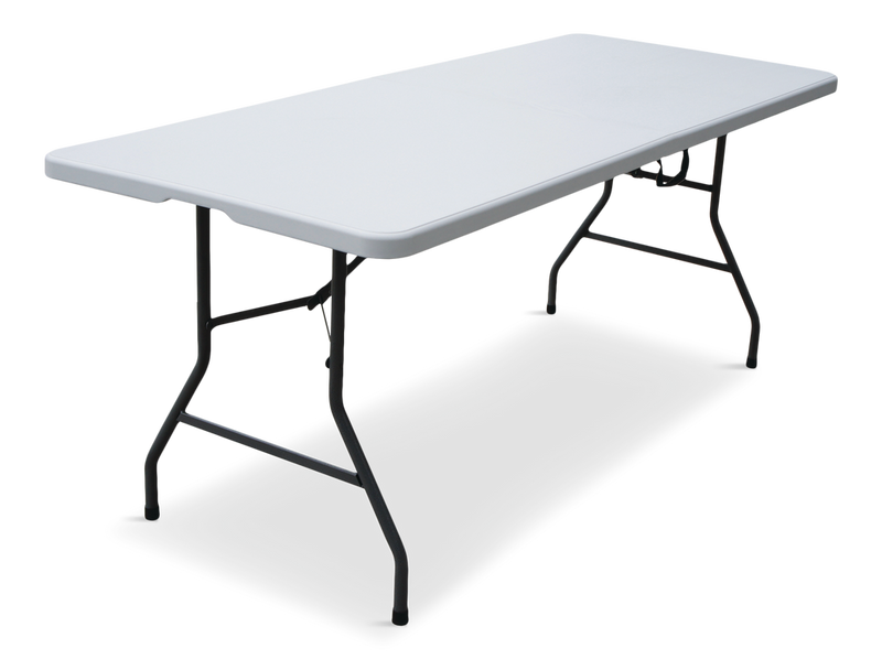 6-ft Portable Indoor/Outdoor Plastic & Metal Folding Table with Handle, White U3835