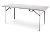 6-ft Portable Plastic & Metal Folding Table with Handle, Grey