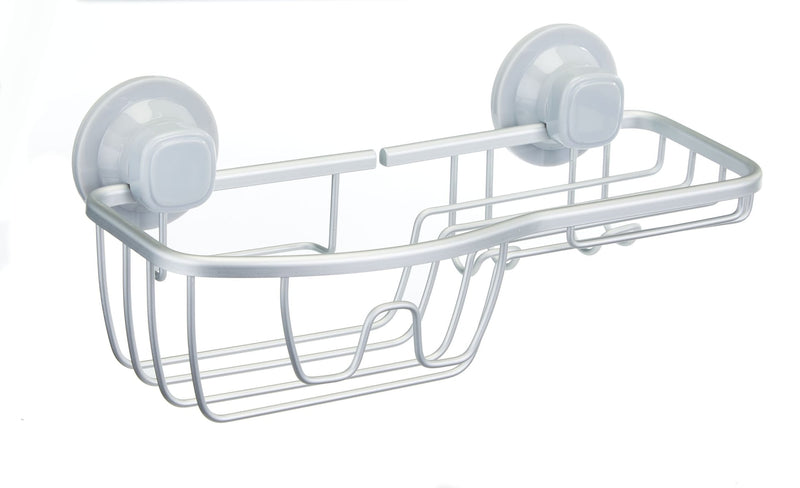 Aluminum Rust-Resistant Suction Basket Shower Caddy with Hook, 3-in x 11-in x 5-in L7027