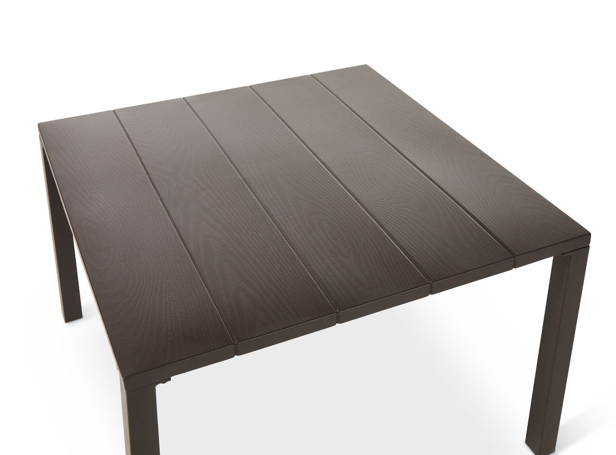 Bracebridge All-Weather Wicker Outdoor Patio Sectional with Woodgrain Steel Table Top, Brown, 3-pc