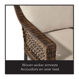 Bracebridge All-Weather Wicker Outdoor Patio Sectional with Woodgrain Steel Table Top, Brown, 3-pc