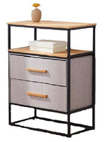 Fabric 2-Drawer 1-Shelf Storage Organizer, Wood