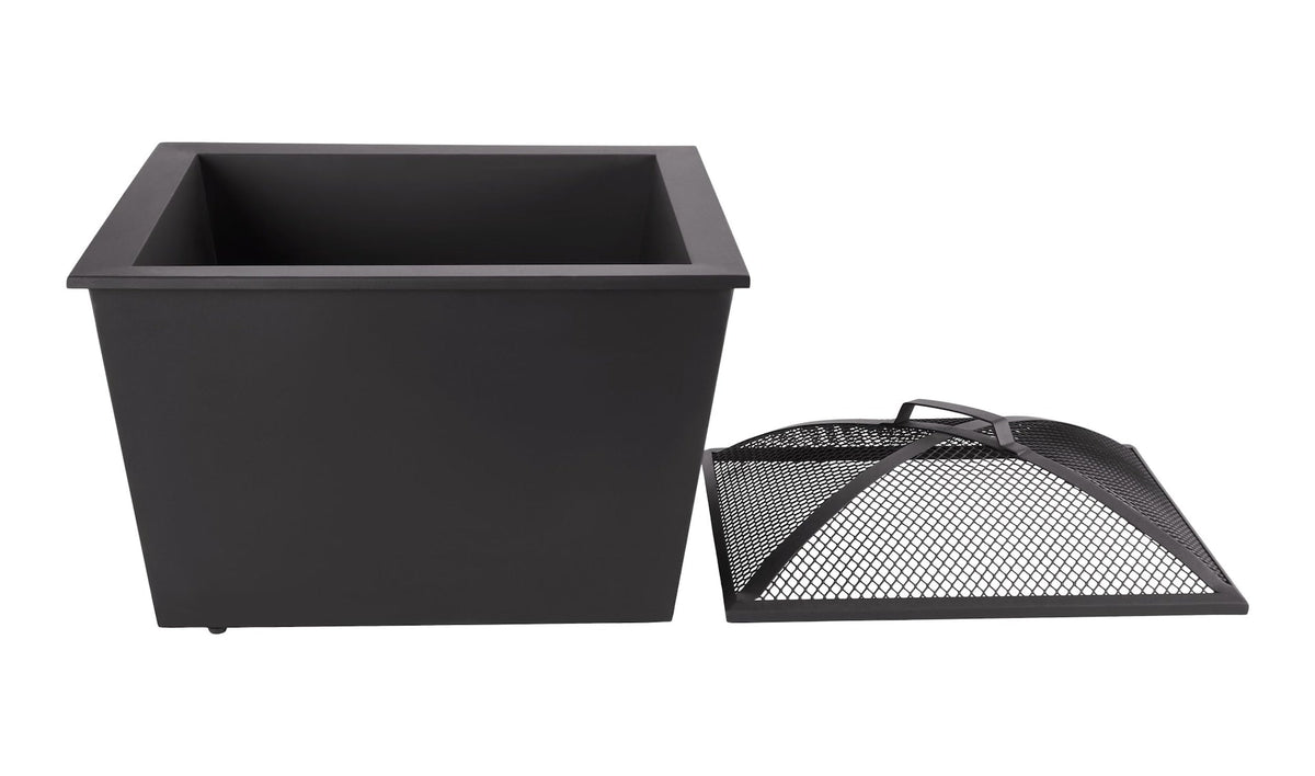 Lyall Square Outdoor Wood Firepit, 20-in, Black