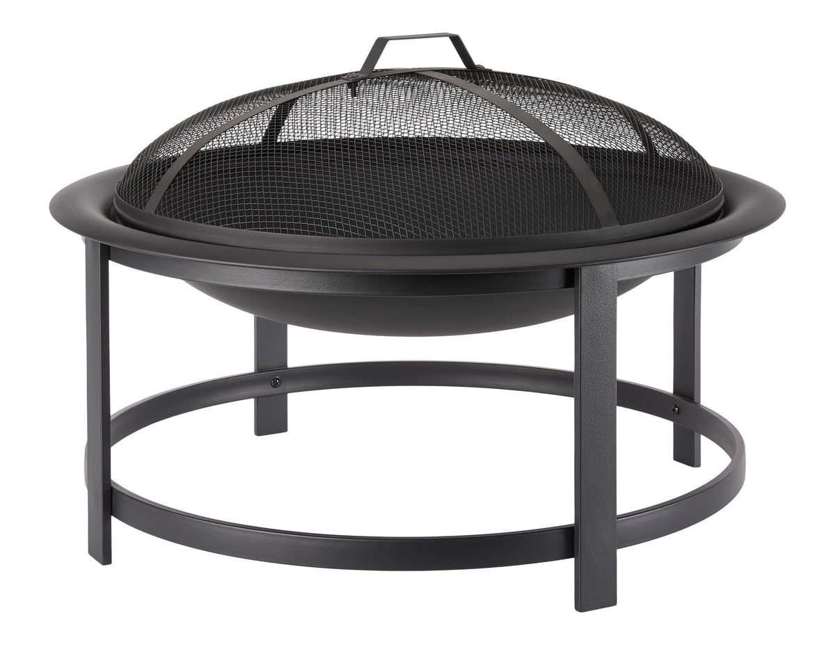 Macaulay Round Outdoor Wood Firepit, 29-1/2-in, Black