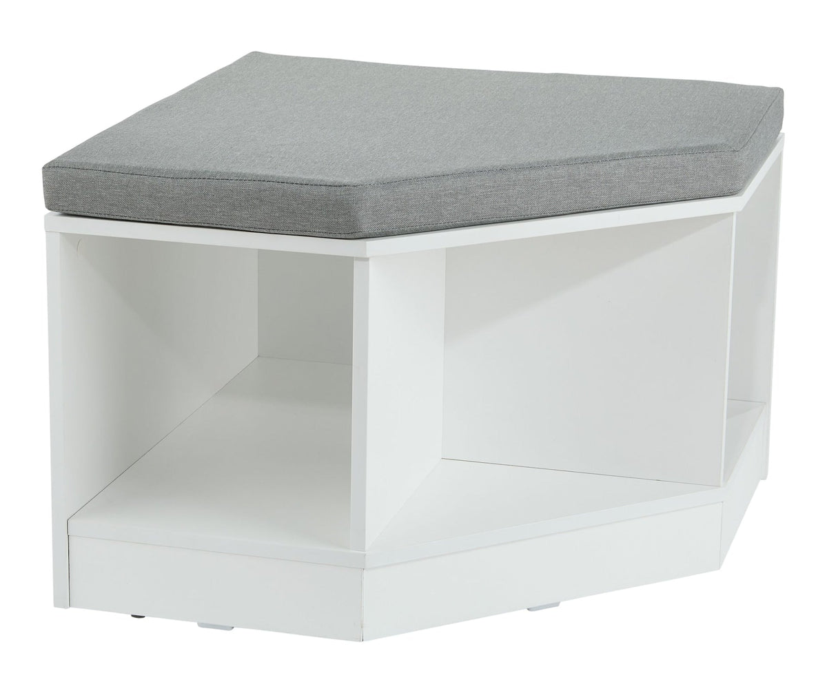 Space Saving Corner Bench with Storage, White/Grey