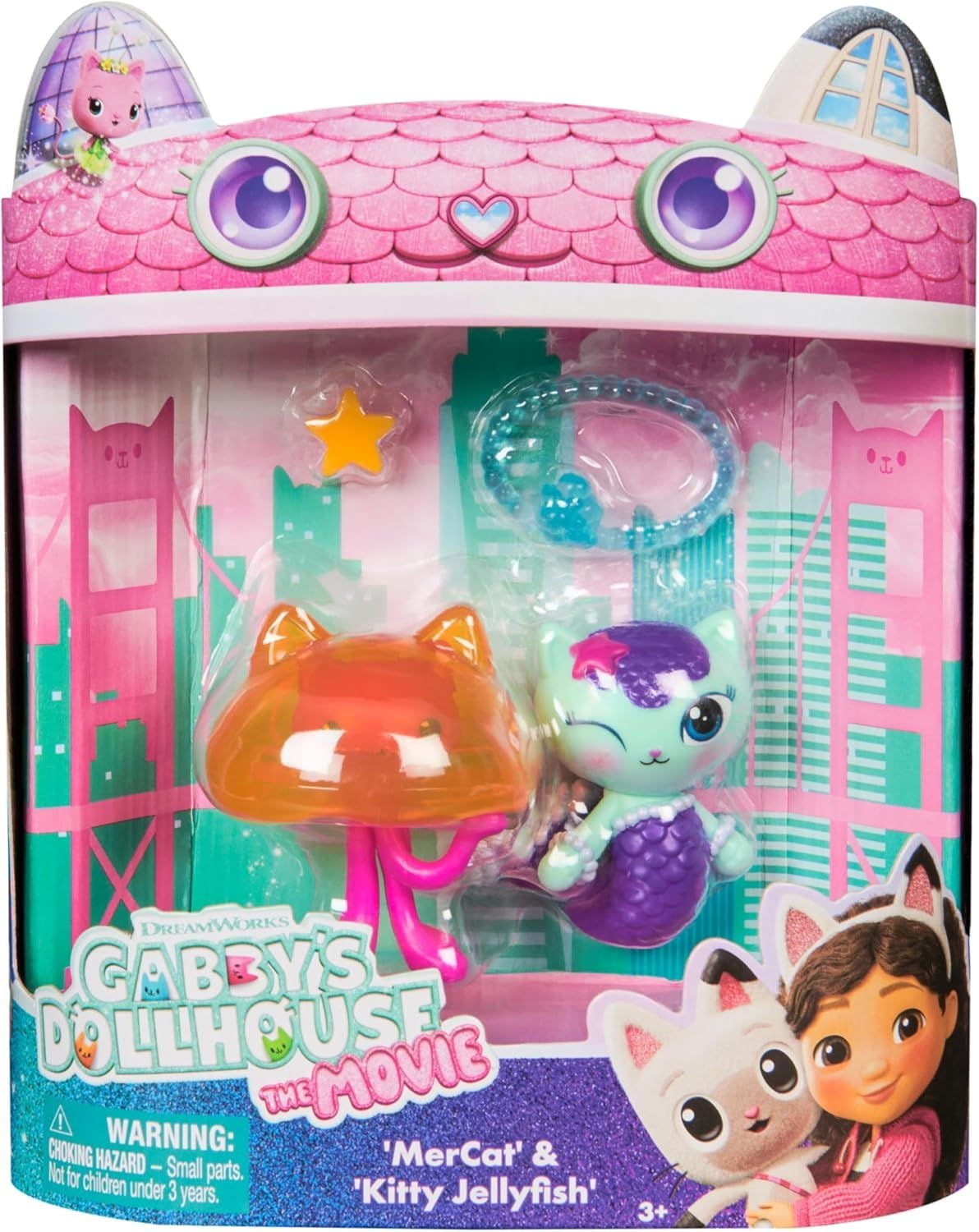 The Movie, MerCat & Kitty Jellyfish, Toy Figures with 2 Accessories, Ages 3+