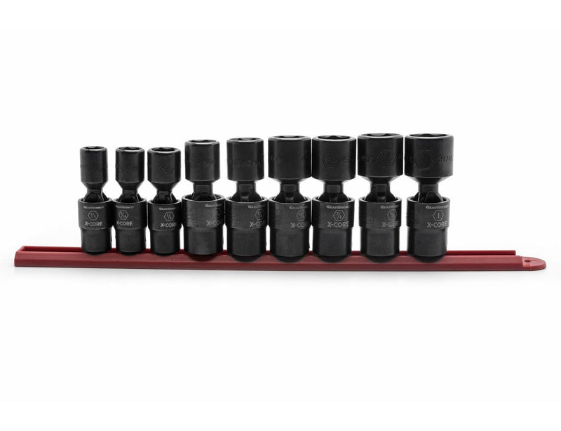 6 Point Standard Drive X-Core Pinless Universal Impact Socket Set, SAE, 1/2-in, 9-pc F8126