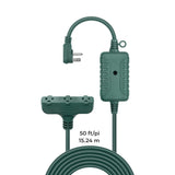50-ft 14/3 Outdoor Power Cord with Wireless Remote & 3 Grounded Outlets, Green