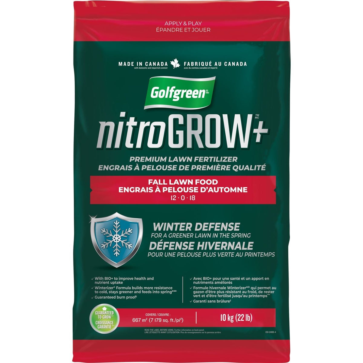 Nitrogrow+ Fall Lawn Food, 12-0-18, 10-kg