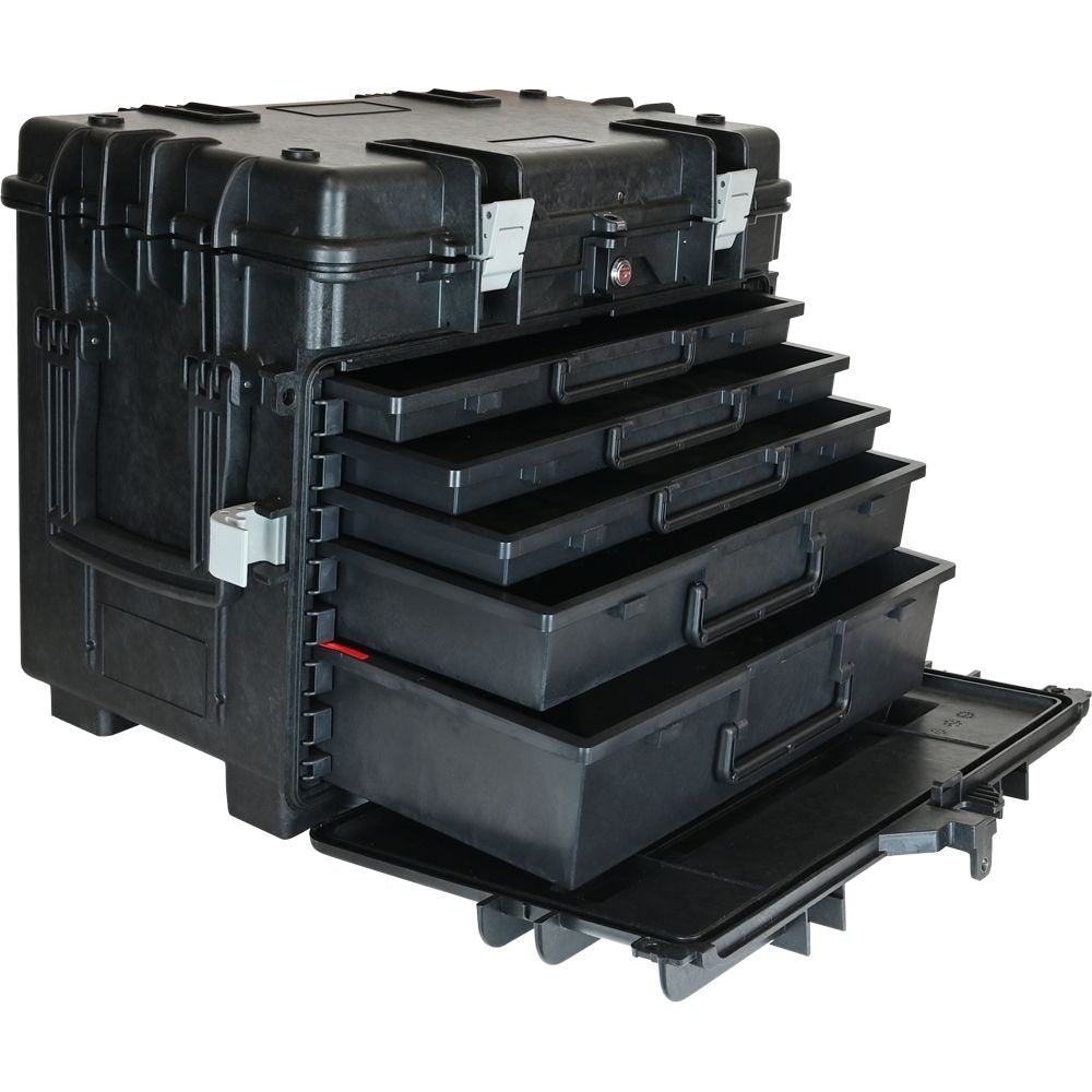 Mobile Tool Chest, 3 Small, 1 Medium & 1 Large Drawer, Black