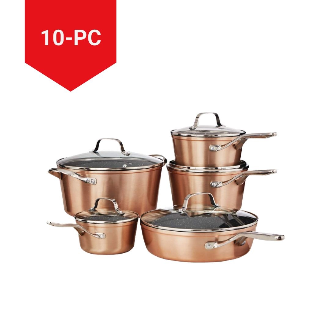 Heritage The Rock Non-Stick Cookware Set, Dishwasher & Oven Safe, Aluminum, 10-pc