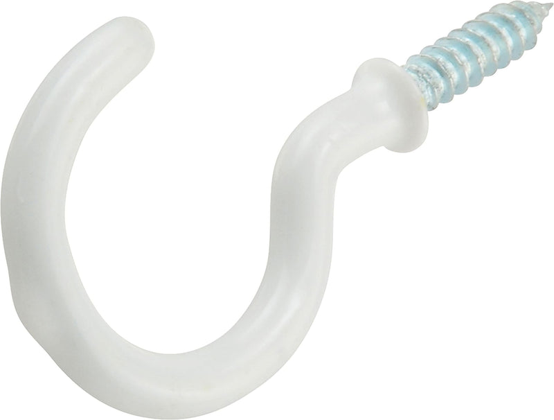 Steel Vinyl Mug Cup Hooks, Screw-In, White, 1-1/4in, 3-pk Y3627
