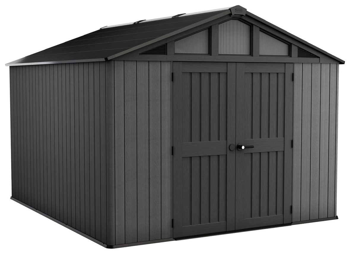 Apex Resin 2-Door Outdoor Storage Shed with Full Length Skylight, Grey, 10-ft x 11.5-ft